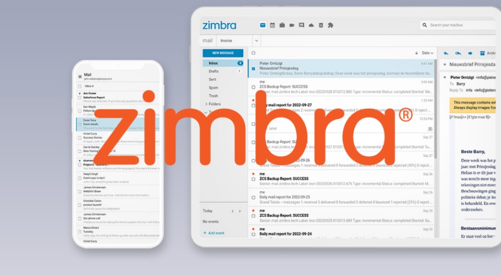 Interfejs Zimbra — poczta na komputerze i telefonie
